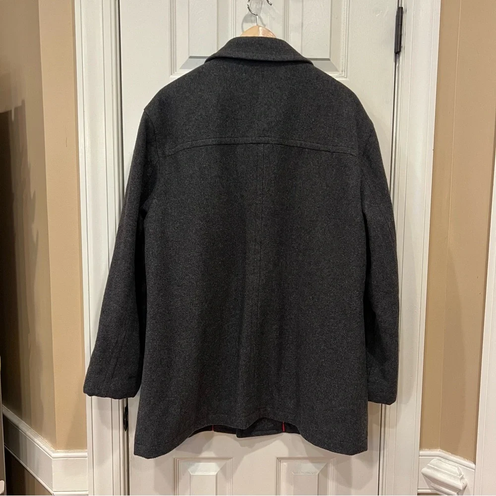 JCrew J. Crew Men’s Wool Button Front Jacket Outer Shell Pea Coat Gray Grey L